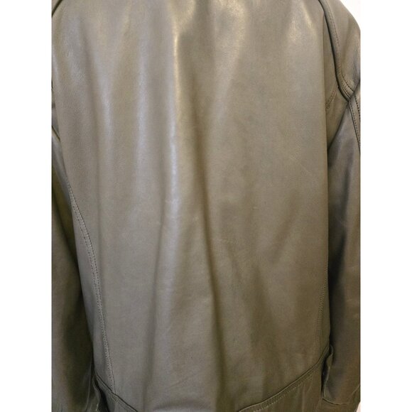 Men's Danier Genuine Leather Moto Jacket Grey Taupe Fall Zip Up Racer Sz M - Picture 8 of 13